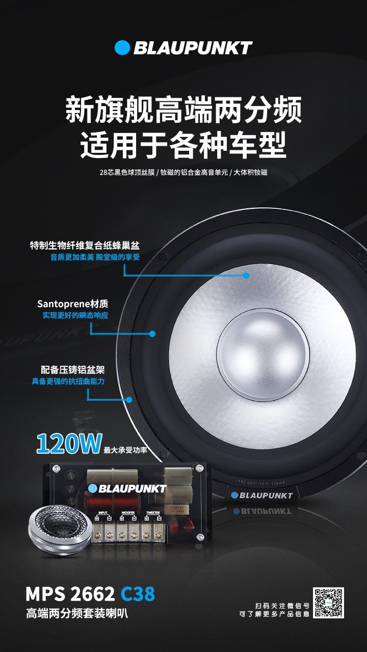 德國（藍寶BLAUPUNKT）MPS 2662 C38 新旂艦高端兩分頻